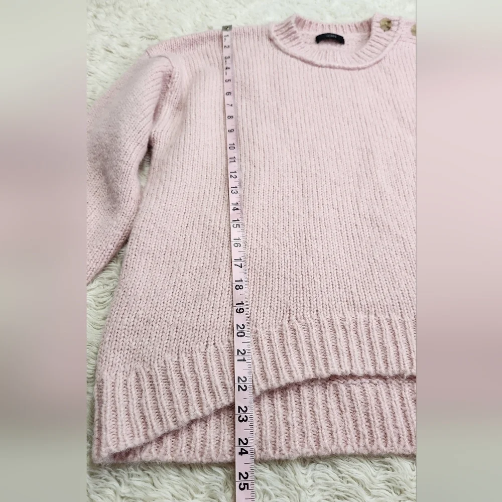 J. CREW Button Shoulder Crew neck Sweater Pale Blush (Large/XL) Alpaca/Wool Blnd